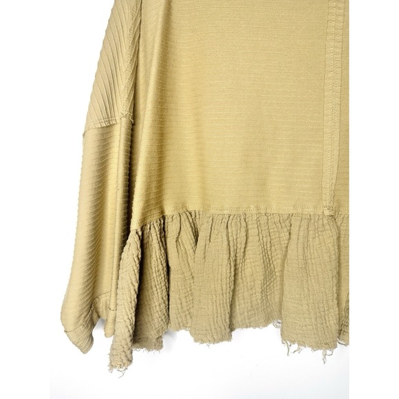 Free People Dallas Henley Top Native Land Size XS Oversized Mixed Media Ruffle - Picture 10 of 15